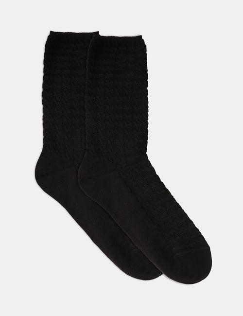 100% TEXTURED COTTON SOCK - MY BLACK