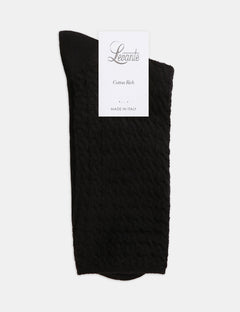 100% TEXTURED COTTON SOCK - MY BLACK
