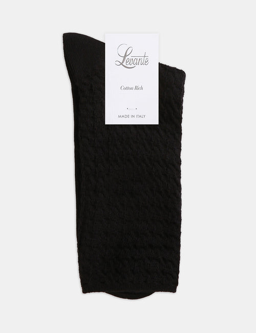 100% TEXTURED COTTON SOCK - MY BLACK