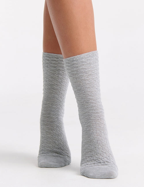 100% TEXTURED COTTON SOCK - GREY MARLE