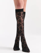 CARLINA FLORAL KNEE HIGH - NERO