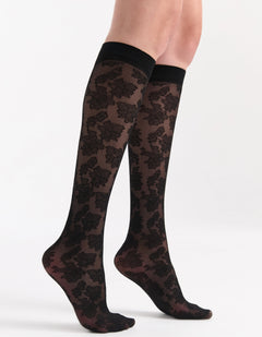 CARLINA FLORAL KNEE HIGH - NERO