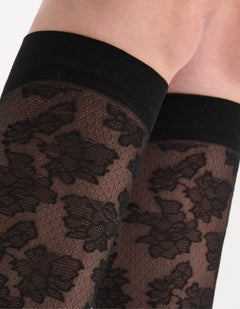 CARLINA FLORAL KNEE HIGH - NERO