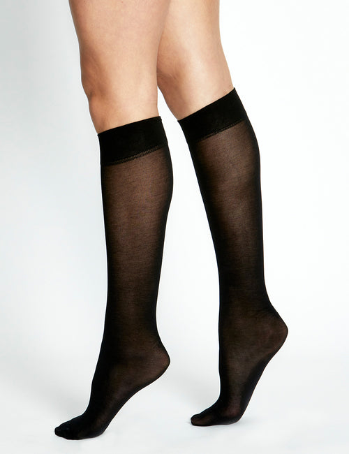 ULTRA FINE COTTON KNEE HIGH - NERO