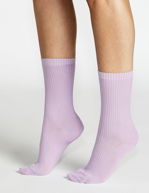 GIORGIA RIB CREW SOCK - VIOLA