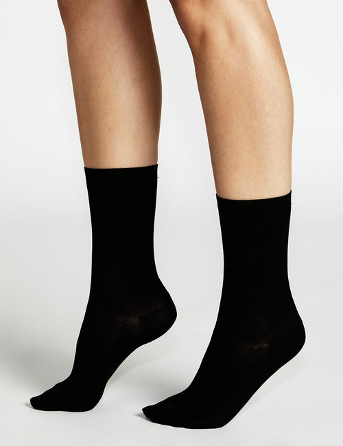 GIORGIA RIB CREW SOCK - NERO