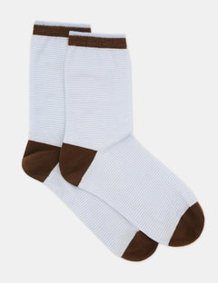 LINA FINE STRIPE CREW SOCK - CAPRI
