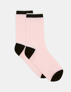 LINA FINE STRIPE CREW SOCK - ROSETTE