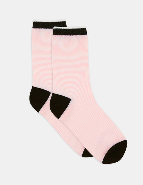LINA FINE STRIPE CREW SOCK - ROSETTE