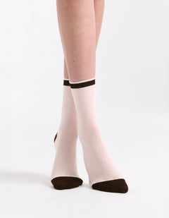 LINA FINE STRIPE CREW SOCK - ROSETTE