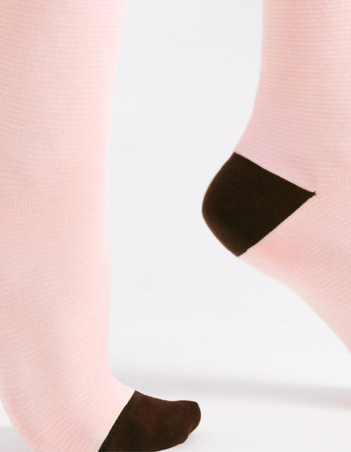 LINA FINE STRIPE CREW SOCK - ROSETTE