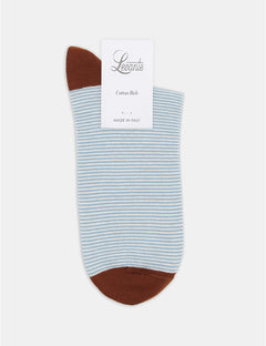 LINA FINE STRIPE CREW SOCK - TIDE