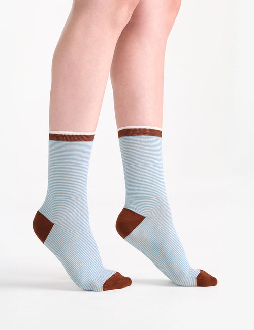 LINA FINE STRIPE CREW SOCK - TIDE