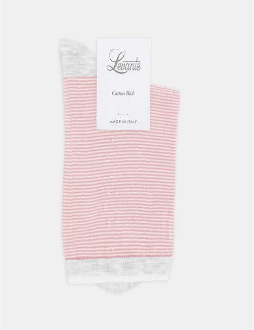 LINA FINE STRIPE CREW SOCK - TULLE