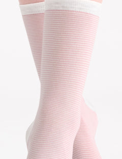 LINA FINE STRIPE CREW SOCK - TULLE