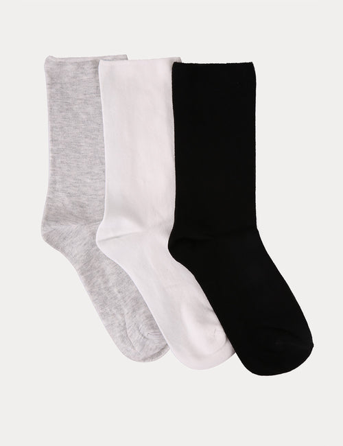 COMFORT TOP SOCK - 3 PACK - GREY MARLE/BLACK/WHITE