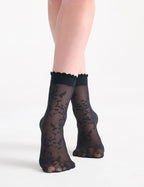 ELANORA FLORAL ANKLET - NERO