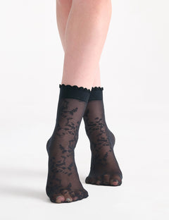 ELANORA FLORAL ANKLET - NERO