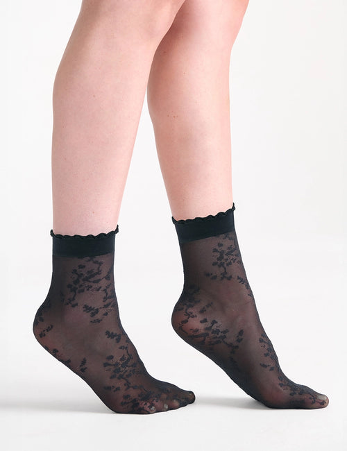 ELANORA FLORAL ANKLET - NERO