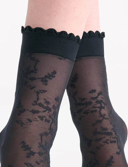 ELANORA FLORAL ANKLET - NERO