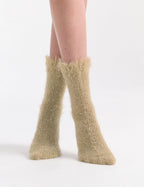 FURRY PLUSH SOCK - BISCUIT