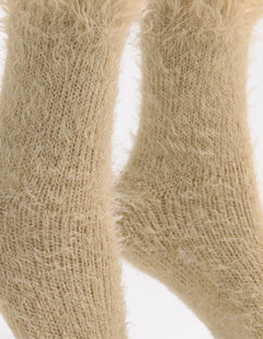 FURRY PLUSH SOCK - BISCUIT