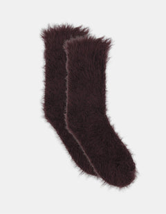 FURRY PLUSH SOCK - CHOCOLATE