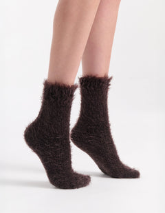 FURRY PLUSH SOCK - CHOCOLATE