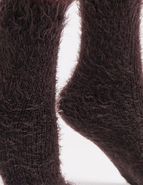 FURRY PLUSH SOCK - CHOCOLATE