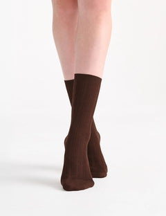 MARTA RIB CREW SOCK - TRUFFLE