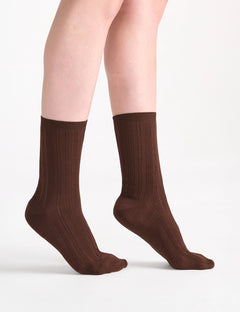 MARTA RIB CREW SOCK - TRUFFLE