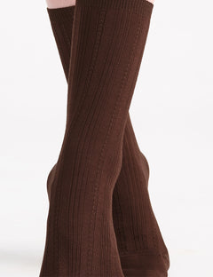 MARTA RIB CREW SOCK - TRUFFLE