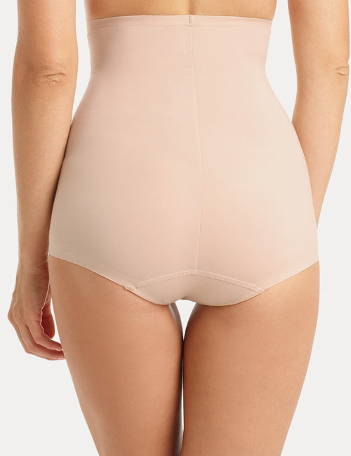 COTTON SHAPING HIGH WAIST BRIEF - NUDE