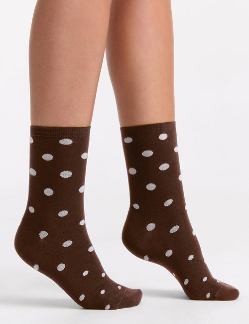 GIGI SPOT CREW SOCK - ESPRESSO