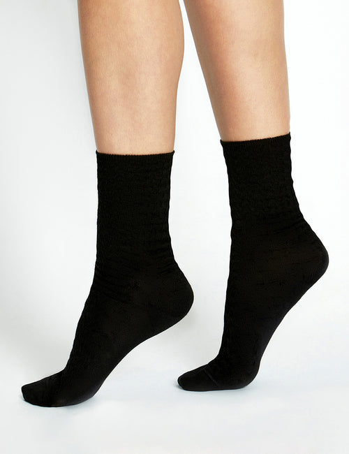 100% TEXTURED COTTON SOCK - MY BLACK