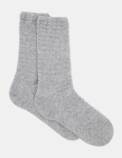 100% TEXTURED COTTON SOCK - GREY MARLE
