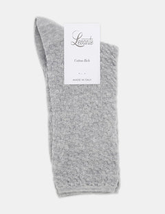 100% TEXTURED COTTON SOCK - GREY MARLE