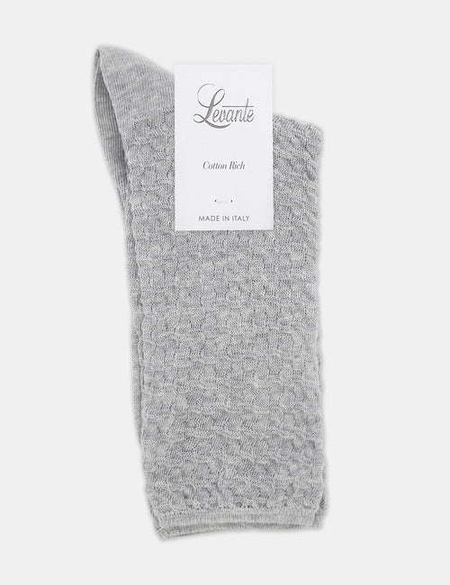 100% TEXTURED COTTON SOCK - GREY MARLE