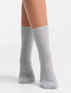 100% TEXTURED COTTON SOCK - GREY MARLE