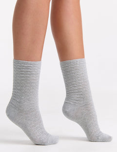 100% TEXTURED COTTON SOCK - GREY MARLE