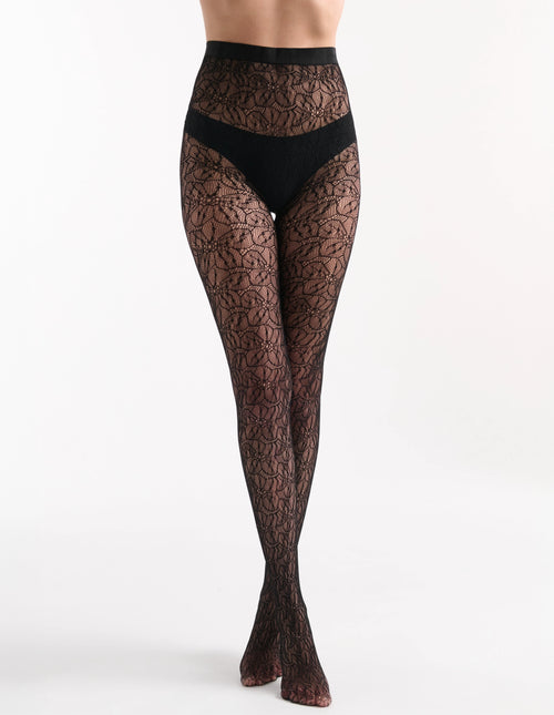 AURORA FLORAL NET TIGHT - NERO
