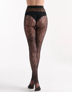 AURORA FLORAL NET TIGHT - NERO