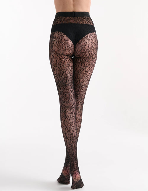 AURORA FLORAL NET TIGHT - NERO