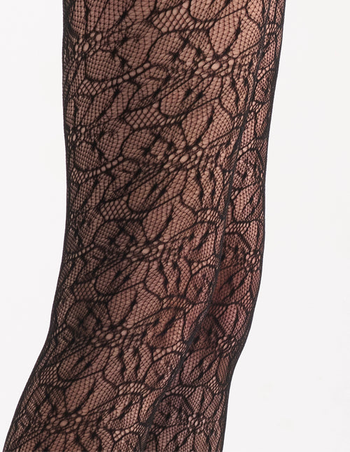 AURORA FLORAL NET TIGHT - NERO