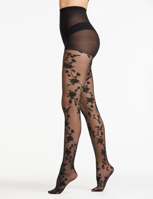 womens floral tights, made in italy, levante hosiery