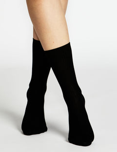 GIORGIA RIB CREW SOCK - NERO