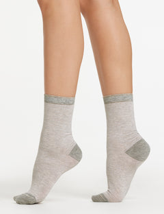 LINA FINE STRIPE CREW SOCK - NUTMEG