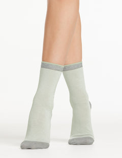 LINA FINE STRIPE CREW SOCK - PISTACHIO