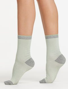 LINA FINE STRIPE CREW SOCK - PISTACHIO