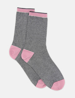 LINA FINE STRIPE CREW SOCK - BLACK